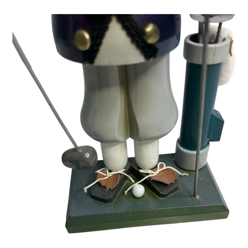 Golfer Christmas Nutcracker Wooden Bag Golf Clubs 19th Hole 11